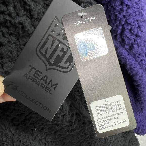 NFL Team Apparel NWT Baltimore Ravens M/L Sherpa Fleece Shacket Black Full Zip - Picture 11 of 16